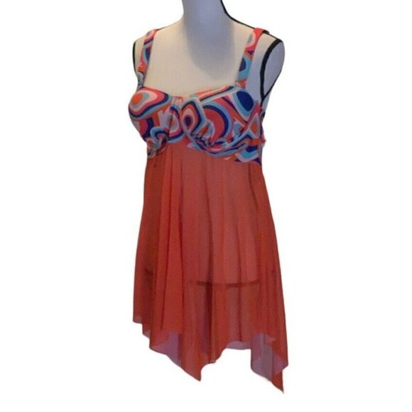 Womens Tankani Swimwear One Piece Size 18 Built In Underwire Bra Multicolor - Picture 2 of 15